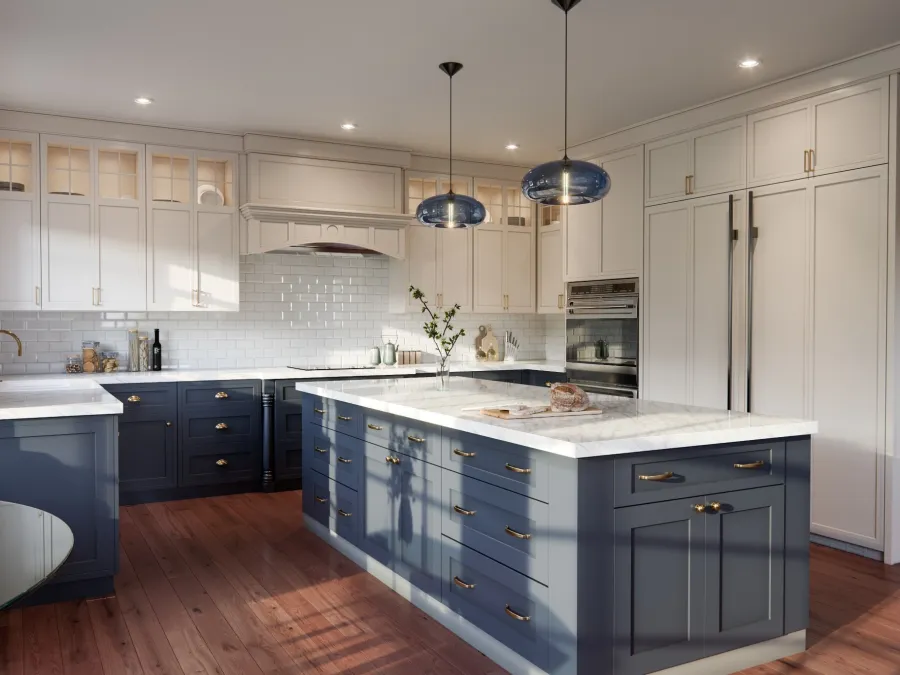 a kitchen with white cabinets