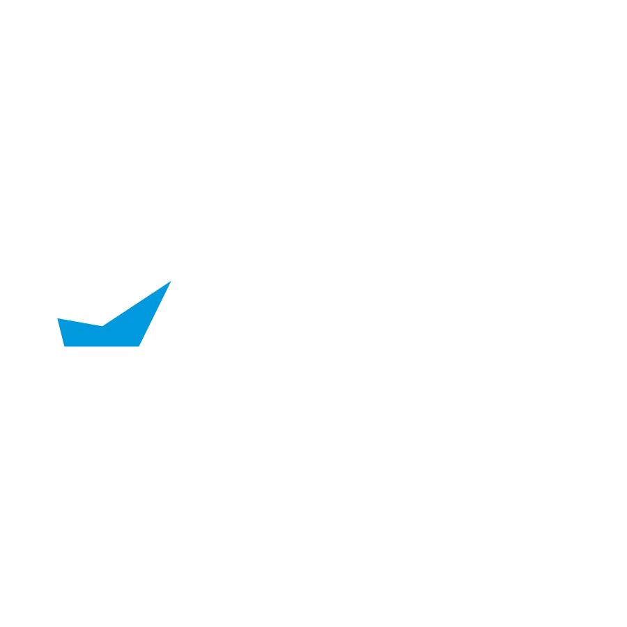 VRGL logo featuring bold white letters with a blue and white geometric shape on a black background