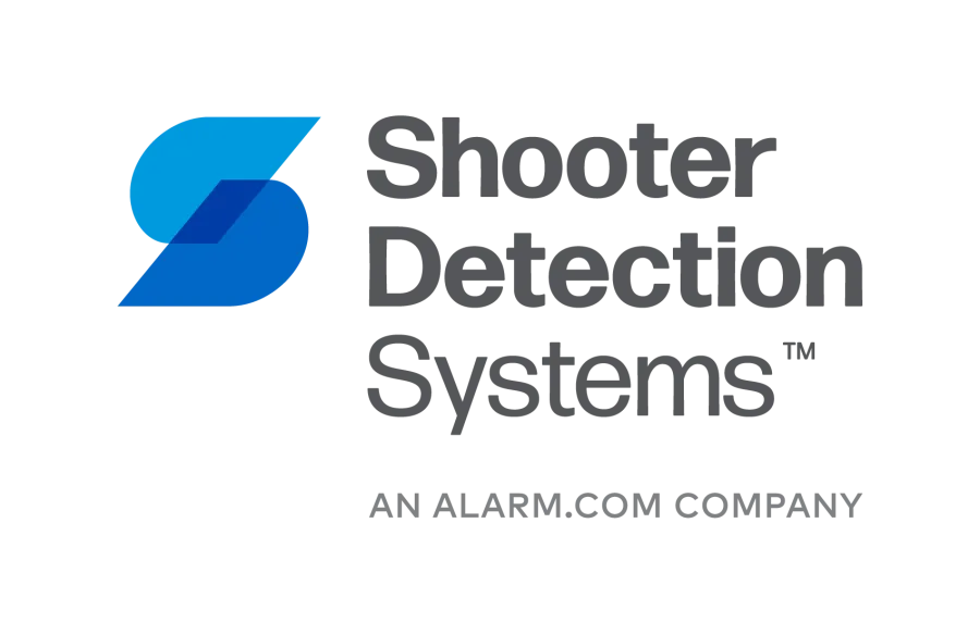 Shooter Detection Systems logo with blue stylized S and company name text in gray.