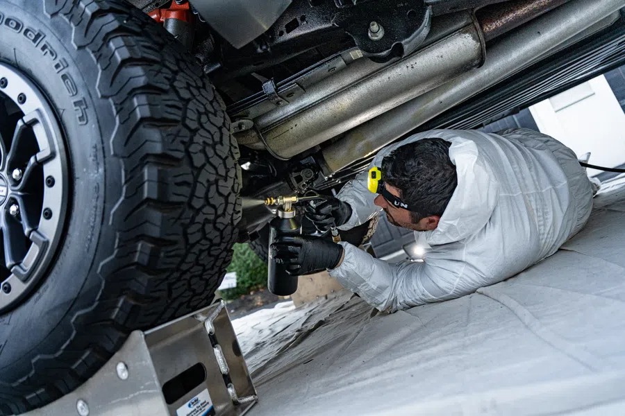 a person working on a car